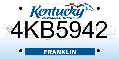4KB5942 Kentucky License Plate