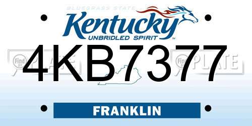 4KB7377 Kentucky License Plate