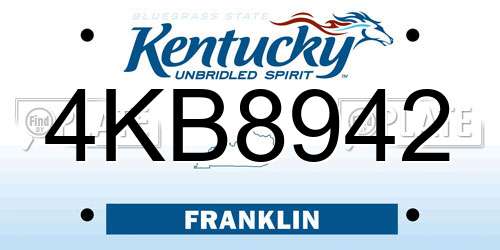 4KB8942 Kentucky License Plate