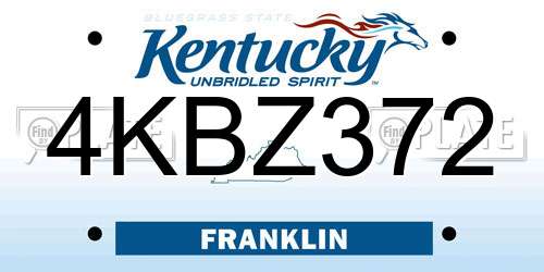 4KBZ372 Kentucky License Plate