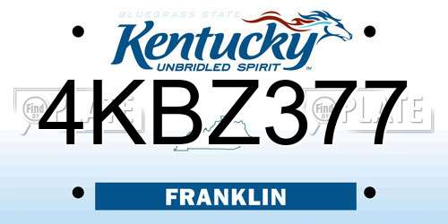 4KBZ377 Kentucky License Plate