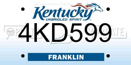 4KD599 Kentucky License Plate