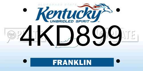 4KD899 Kentucky License Plate
