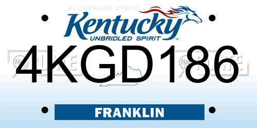 4KGD186 Kentucky License Plate