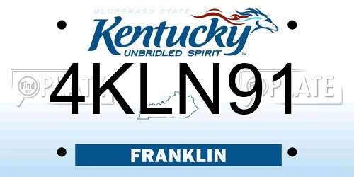4KLN91 Kentucky License Plate