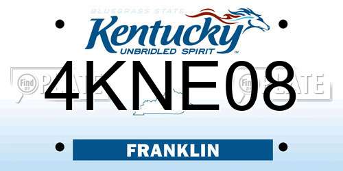 4KNE08 Kentucky License Plate