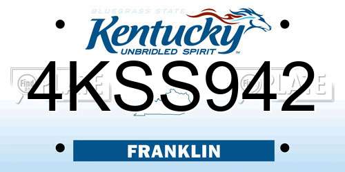 4KSS942 Kentucky License Plate