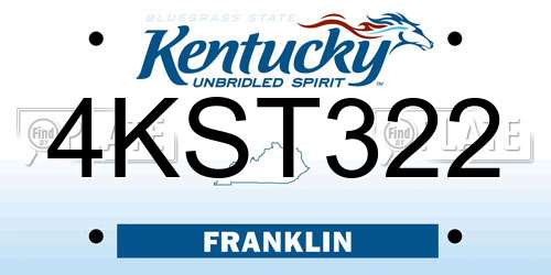 4KST322 Kentucky License Plate
