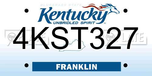 4KST327 Kentucky License Plate