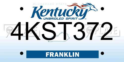 4KST372 Kentucky License Plate