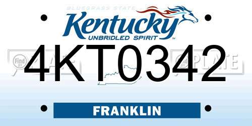 4KT0342 Kentucky License Plate