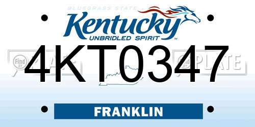 4KT0347 Kentucky License Plate