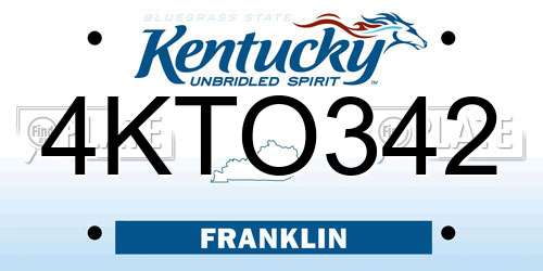 4KTO342 Kentucky License Plate