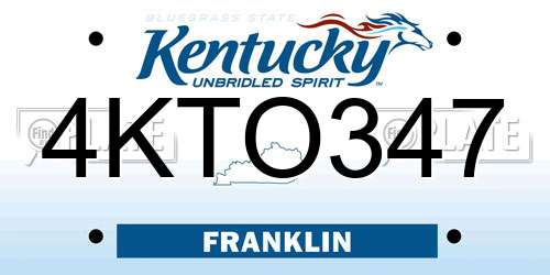 4KTO347 Kentucky License Plate