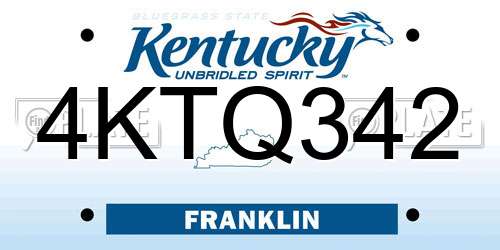 4KTQ342 Kentucky License Plate
