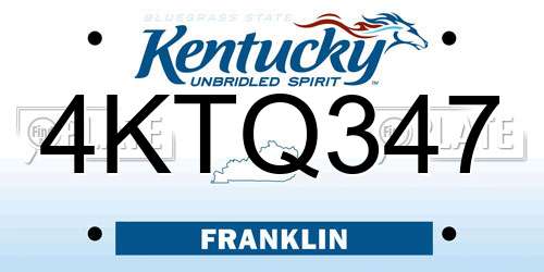 4KTQ347 Kentucky License Plate