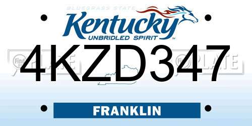 4KZD347 Kentucky License Plate