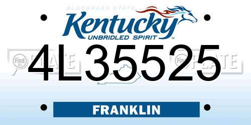 4L35525 Kentucky License Plate