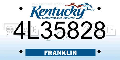 4L35828 Kentucky License Plate