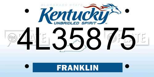 4L35875 Kentucky License Plate