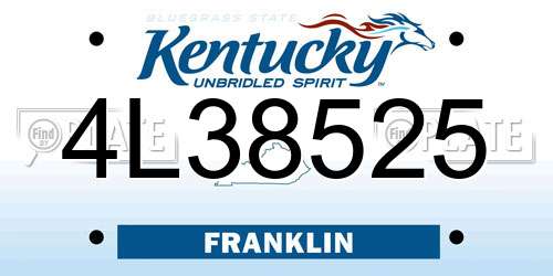 4L38525 Kentucky License Plate