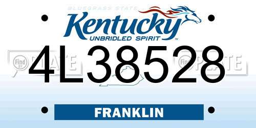 4L38528 Kentucky License Plate