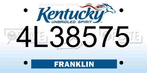 4L38575 Kentucky License Plate