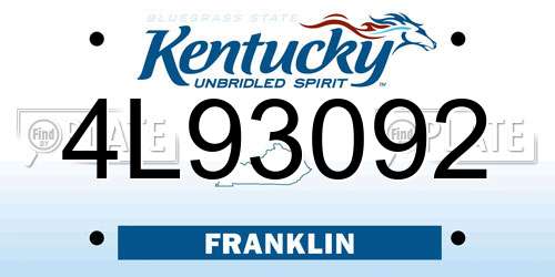 4L93092 Kentucky License Plate
