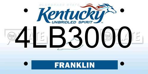 4LB3000 Kentucky License Plate