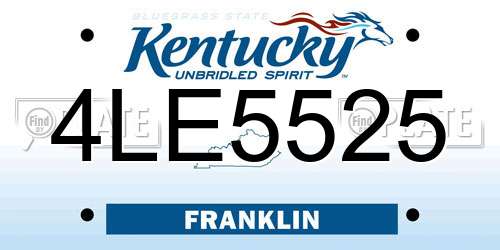 4LE5525 Kentucky License Plate