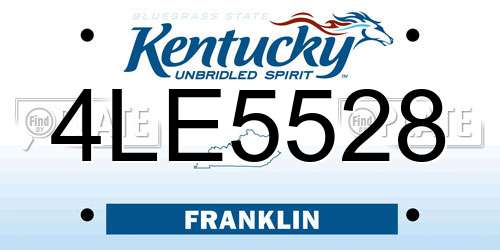 4LE5528 Kentucky License Plate
