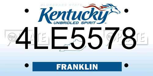 4LE5578 Kentucky License Plate