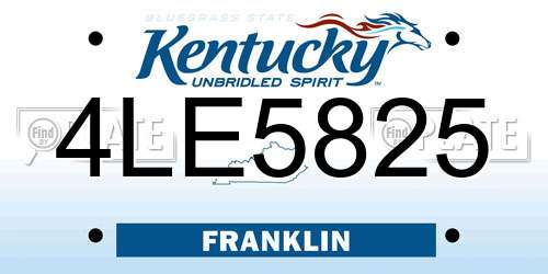 4LE5825 Kentucky License Plate