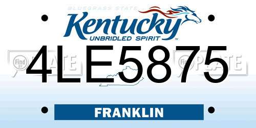 4LE5875 Kentucky License Plate