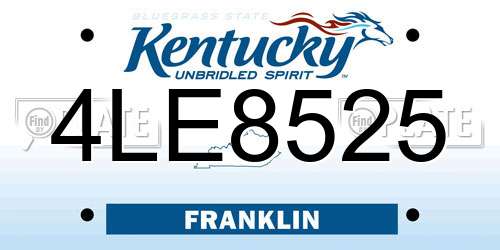 4LE8525 Kentucky License Plate