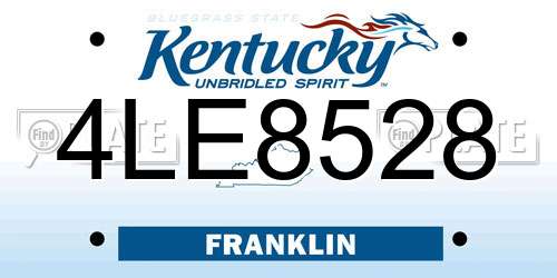 4LE8528 Kentucky License Plate
