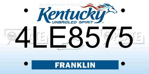 4LE8575 Kentucky License Plate
