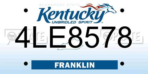 4LE8578 Kentucky License Plate
