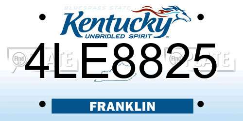 4LE8825 Kentucky License Plate
