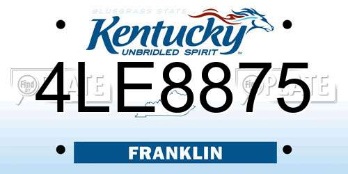 4LE8875 Kentucky License Plate
