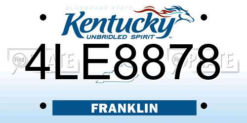 4LE8878 Kentucky License Plate