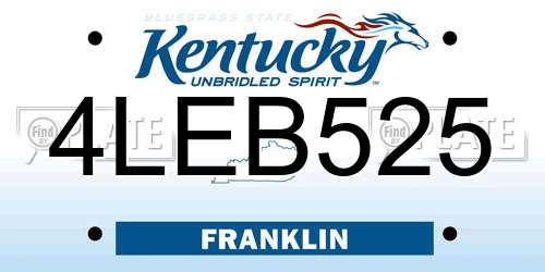 4LEB525 Kentucky License Plate