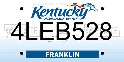 4LEB528 Kentucky License Plate