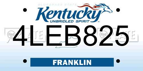 4LEB825 Kentucky License Plate