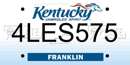 4LES575 Kentucky License Plate