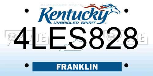 4LES828 Kentucky License Plate