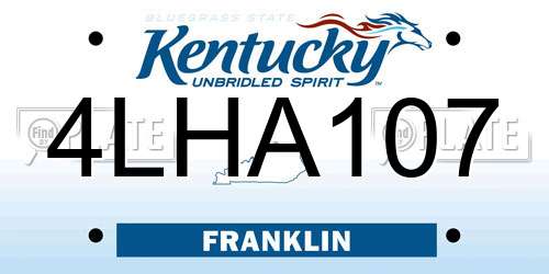 4LHA107 Kentucky License Plate