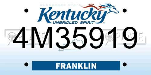 4M35919 Kentucky License Plate