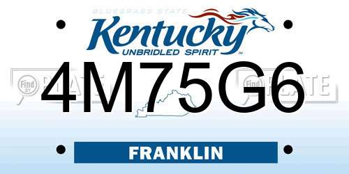 4M75G6 Kentucky License Plate