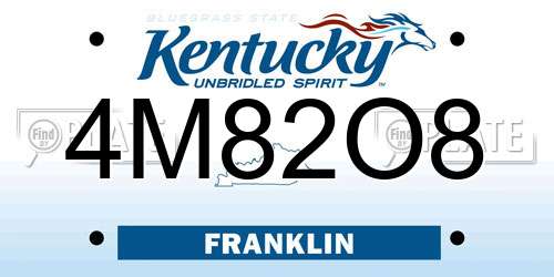 4M82O8 Kentucky License Plate